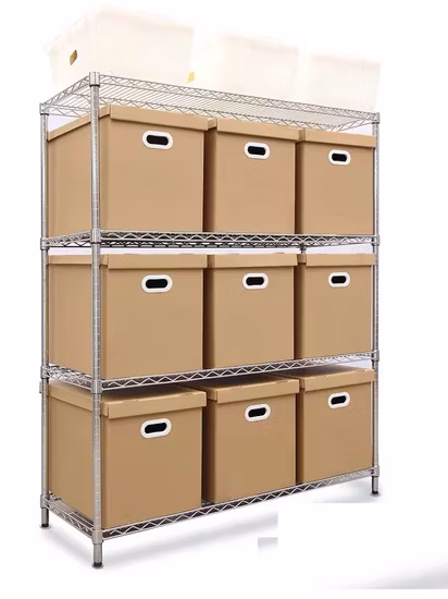 Wlt 4 Tiers Commercial Storage Rack Heavy Duty Chrome Steel Wire Shelving